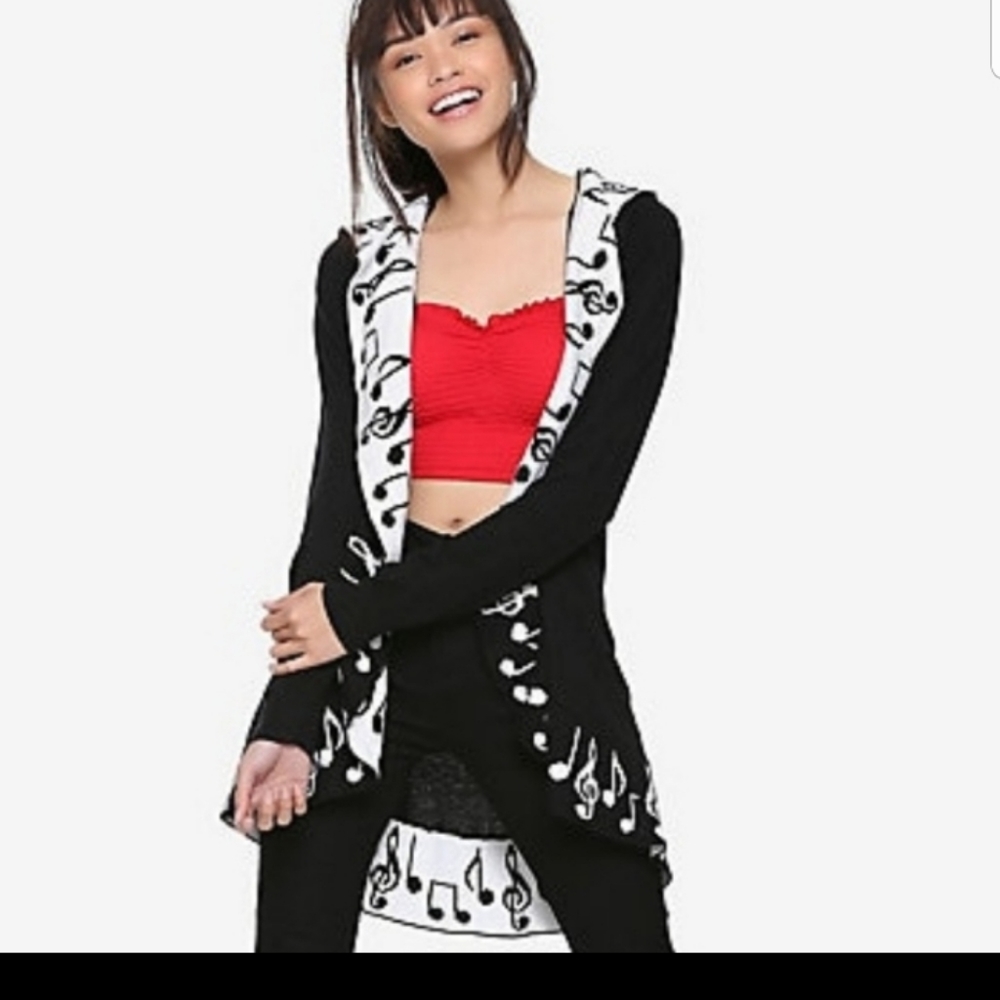 Hot Topic music notes cardigan sweater size large